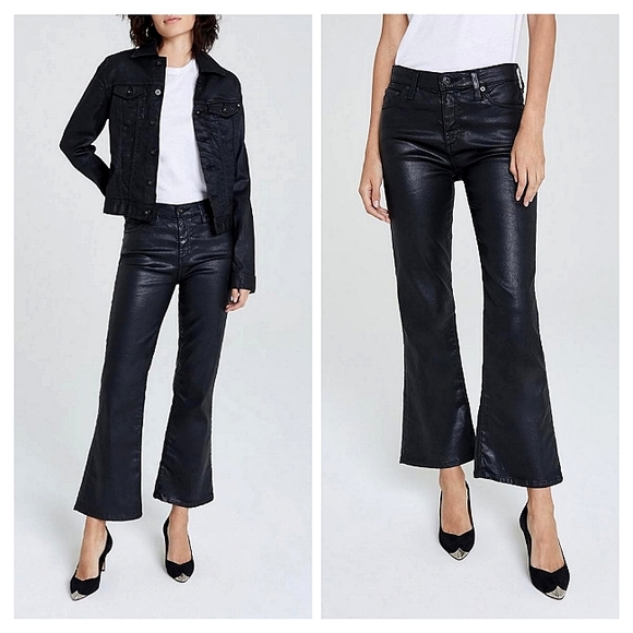 Ag Adriano Goldschmied Pants - Adriano Goldschmied AG Jeans The Quinne Crop Vegan Leather Size 25 Black